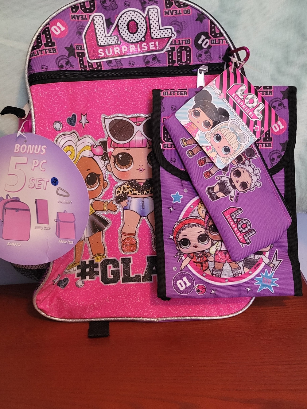 L.O.L. Surprise! Kids 5-Piece Backpack Set - Pink & Purple